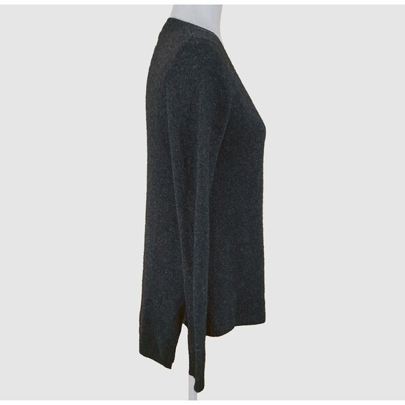Quinn Women's Sweater Size M Charcoal Gray 100% Cashmere Asymmetrical Hem V-Neck - Picture 4 of 7